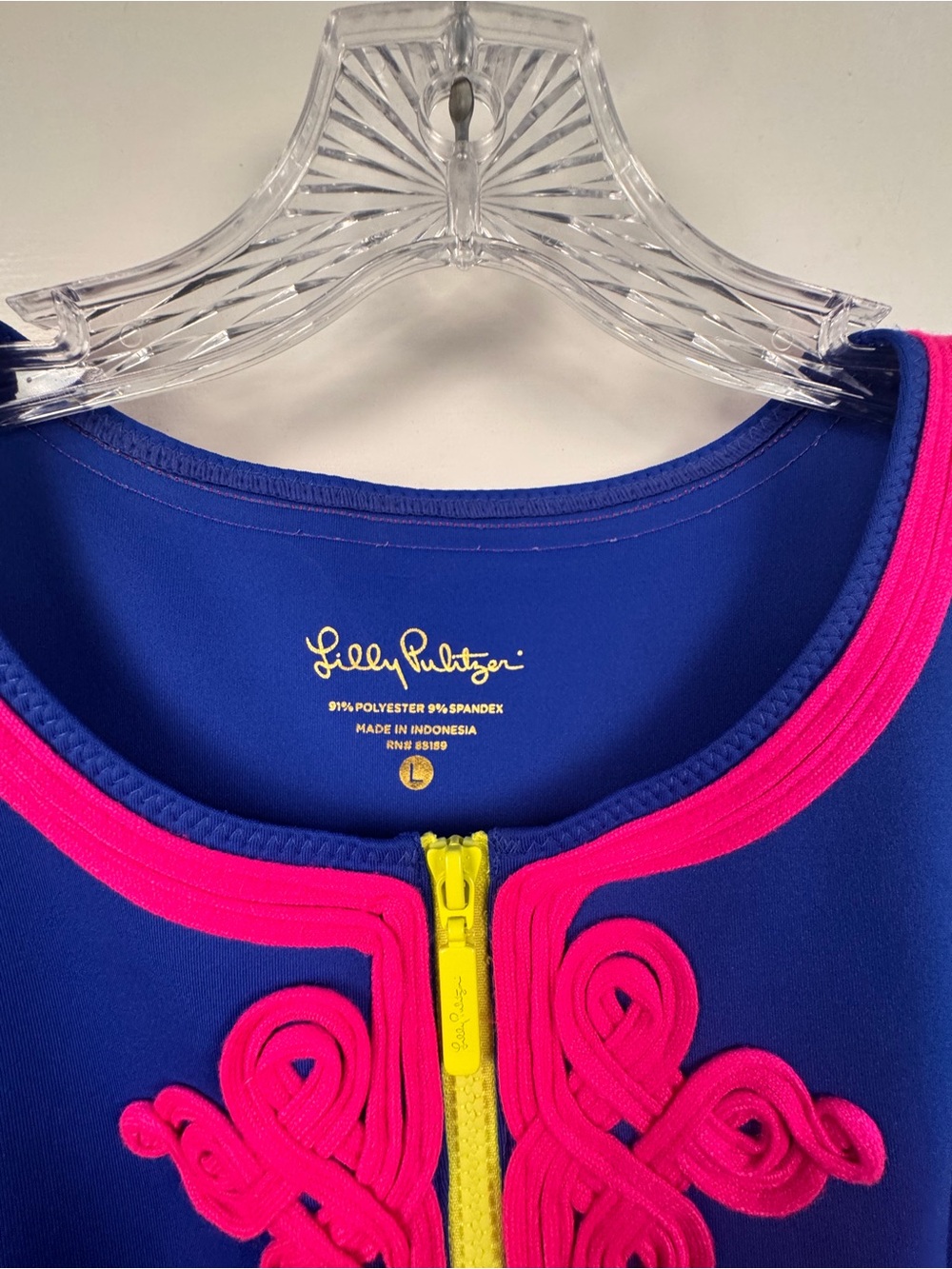 Lilly Pulitzer Cobalt Shift Dress with Hot Pink and Yellow Trim - Picture 4 of 4